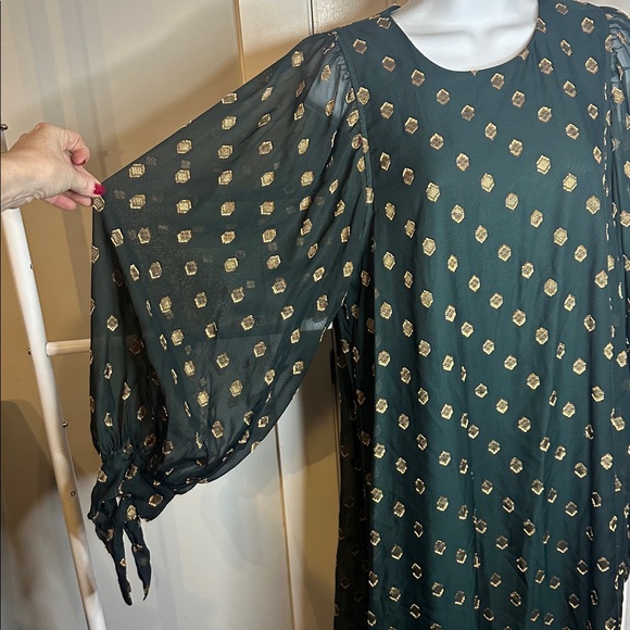 Calvin‎ Klein Size 8 Dark Green Patterned Long Sleeve Dress - Picture 3 of 11